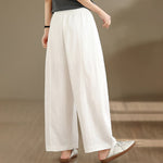 Buddha Stones Summer Casual Drawstring Solid Cropped Pants Women's Wide Leg Pants With Pockets