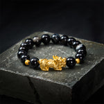 Buddha Stones PiXiu Brown Striped Agate Wealth Bracelet