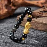 Buddha Stones PiXiu Brown Striped Agate Wealth Bracelet