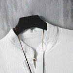 Buddha Stones Summer Tang Style Casual Frog Button Bamboo Men's Short Sleeve Shirts