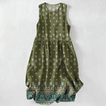 Buddha Stones Summer Casual Bohemian Geometric Floral Border Pattern Women's Summer Sleeveless Midi Dress With Pockets
