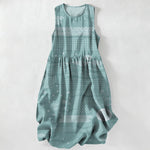 Buddha Stones Summer Casual Celestial Geometric Waves Pattern Women's Summer Sleeveless Midi Dress With Pockets