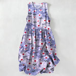 Buddha Stones Summer Casual Wildflower Berry Branch Pattern Women's Summer Sleeveless Midi Dress With Pockets