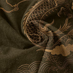 Buddha Stones Cotton Golden Dragon Pattern Men's Short Sleeve Half Button Shirt