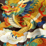 Buddha Stones Cotton Golden Dragon Auspicious Clouds Pattern Men's Short Sleeve Half Button Shirt