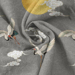 Buddha Stones Cotton Crane Cloud Sun Pattern Men's Short Sleeve Half Button Shirt