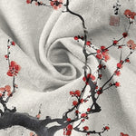 Buddha Stones Cotton Plum Blossom Branch Pattern Calligraphy Men's Short Sleeve Half Button Shirt