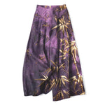 Buddha Stones Cotton Linen Golden Bamboo Pattern Women's Elastic Waist Wide Leg Pants With Pockets