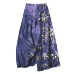 Buddha Stones Cotton Linen Golden Bamboo Pattern Women's Elastic Waist Wide Leg Pants With Pockets
