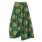 Buddha Stones Cotton Linen Sun Spiral Pattern Women's Elastic Waist Wide Leg Pants With Pockets