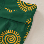 Buddha Stones Cotton Linen Sun Spiral Pattern Women's Elastic Waist Wide Leg Pants With Pockets