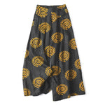 Buddha Stones Cotton Linen Sun Spiral Pattern Women's Elastic Waist Wide Leg Pants With Pockets