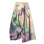 Buddha Stones Cotton Linen Watercolor Dragonfly Pattern Women's Elastic Waist Wide Leg Pants With Pockets