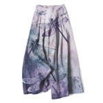 Buddha Stones Cotton Linen Watercolor Dragonfly Pattern Women's Elastic Waist Wide Leg Pants With Pockets
