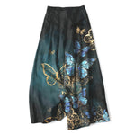 Buddha Stones Cotton Linen Butterfly Pattern Women's Elastic Waist Wide Leg Pants With Pockets