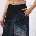 Buddha Stones Cotton Linen Mystic Fish Pattern Women's Elastic Waist Wide Leg Pants With Pockets