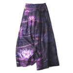 Buddha Stones Cotton Linen Lotus Galaxy Pattern Women's Elastic Waist Wide Leg Pants With Pockets