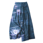 Buddha Stones Cotton Linen Lotus Galaxy Pattern Women's Elastic Waist Wide Leg Pants With Pockets