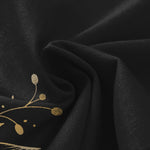 Buddha Stones Cotton Linen Golden Lotus Pattern Women's Elastic Waist Wide Leg Pants With Pockets