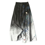 Buddha Stones Cotton Linen Moonlit Bamboo Pattern Women's Elastic Waist Wide Leg Pants With Pockets