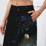Buddha Stones Cotton Linen Moonlit Bamboo Pattern Women's Elastic Waist Wide Leg Pants With Pockets