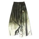 Buddha Stones Cotton Linen Moonlit Bamboo Pattern Women's Elastic Waist Wide Leg Pants With Pockets