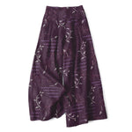 Buddha Stones Cotton Linen Botanical Wave Pattern Women's Elastic Waist Wide Leg Pants With Pockets