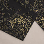 Buddha Stones Cotton Golden Koi Fish Floral Pattern Men's Tapered Pants With Pockets