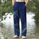 Buddha Stones Cotton Branch Pattern Men's Tapered Pants With Pockets