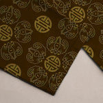 Buddha Stones Cotton Auspicious Round Badge Floral Pattern Men's Tapered Pants With Pockets