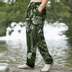 Buddha Stones Cotton Bohemian Floral Patchwork Pattern Men's Tapered Pants With Pockets