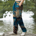 Buddha Stones Cotton Mandala Geometric Pattern Men's Tapered Pants With Pockets