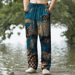Buddha Stones Cotton Mandala Geometric Pattern Men's Tapered Pants With Pockets