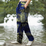 Buddha Stones Cotton Mandala Geometric Pattern Men's Tapered Pants With Pockets
