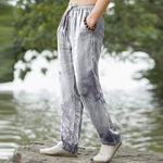 Buddha Stones Cotton Washed Bamboo Pattern Men's Tapered Pants With Pockets