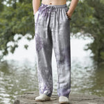 Buddha Stones Cotton Washed Bamboo Pattern Men's Tapered Pants With Pockets