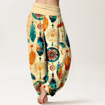 Buddha Stones Pure Cotton Dreamcatcher Feather Pattern Women's Elastic Waist Harem Pants