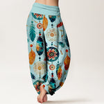 Buddha Stones Pure Cotton Dreamcatcher Feather Pattern Women's Elastic Waist Harem Pants