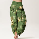 Buddha Stones Pure Cotton Floral Cloud Pattern Women's Elastic Waist Harem Pants