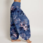 Buddha Stones Pure Cotton Floral Cloud Pattern Women's Elastic Waist Harem Pants