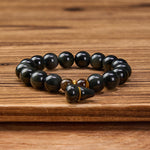Buddha Stones Rainbow Obsidian Gourd Protection Vintage Chinese Bracelet