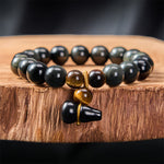 Buddha Stones Rainbow Obsidian Gourd Protection Vintage Chinese Bracelet