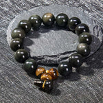 Buddha Stones Rainbow Obsidian Gourd Protection Vintage Chinese Bracelet