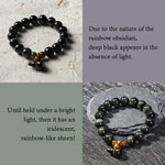 Buddha Stones Rainbow Obsidian Gourd Protection Vintage Chinese Bracelet