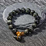 Buddha Stones Rainbow Obsidian Gourd Protection Vintage Chinese Bracelet