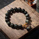 Buddha Stones Rainbow Obsidian Gourd Protection Vintage Chinese Bracelet