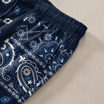 Buddha Stones Cotton Splicing Paisley Pattern Men's Tapered Pants With Pockets