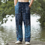 Buddha Stones Cotton Splicing Paisley Pattern Men's Tapered Pants With Pockets