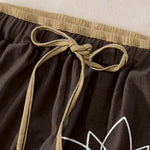 Buddha Stones Pure Cotton Zen Lotus Pattern Women's Elastic Waist Pants With Pockets