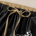 Buddha Stones Pure Cotton Lotus Pattern Women's Elastic Waist Pants With Pockets